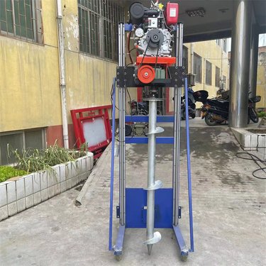 钻电杆孔打洞机 创丰电启动柴油地基加固打坑机手推式自动升降钻机