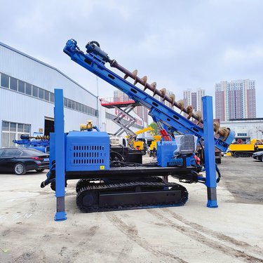 光伏水泥桩螺旋钻孔机 戈壁滩螺旋钻孔打桩机5米一杆到底液压钻机