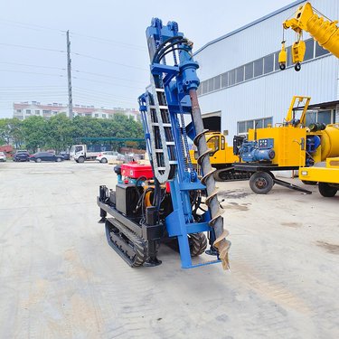 拧光伏螺旋地钉钻孔机 全液压小型地螺丝桩钻机 可入庭院履带打桩机
