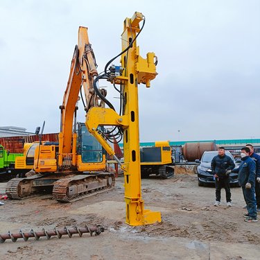 自用挖掘机改装潜孔钻机 大扭矩螺旋钻打桩机 可凿岩可打土一机多用