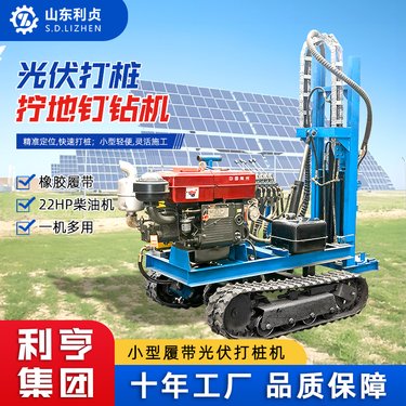 履带式小型光伏打桩机 利贞轻便拧地钉钻机 农田道路全自动钻桩机