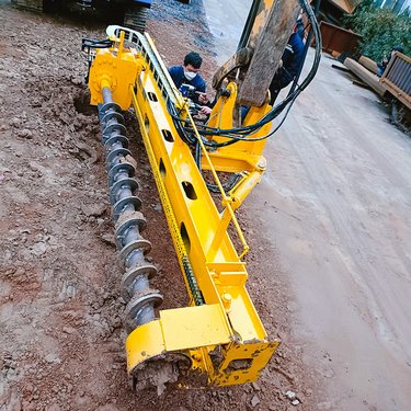 精品货源挖改钻机 双液压桩架潜孔钻孔机 钩机小臂加装凿岩滑架批发