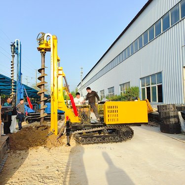 定制款履带光伏打桩机 下桩引孔螺旋钻机 气动多角度打孔液压潜孔钻