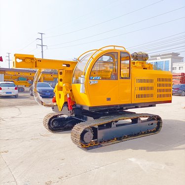 坦克式多功能光伏打桩机 螺旋钻孔冲击钻一体钻机 全液压山地钻孔