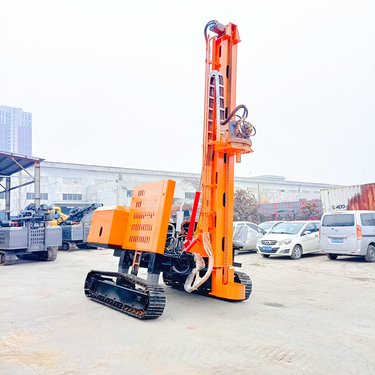 高支腿履带光伏陡坡打桩机 沙漠不塌孔注水钻机 电动液压两用动力头