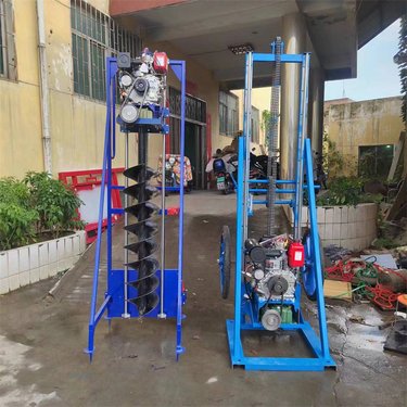 柴油山地灌注钻孔打洞机 电启动手拉两用基础加固钻机 挖电杆洞常用