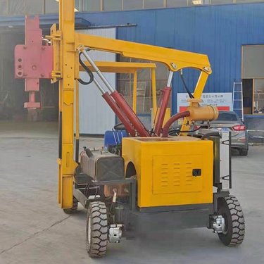 护栏打桩机公路多功能钻机小型轮式桩机打拔钻孔一体机