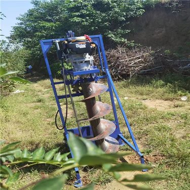 雷力C5汽油地基河坝加固钻孔机螺旋支架式快速打孔
