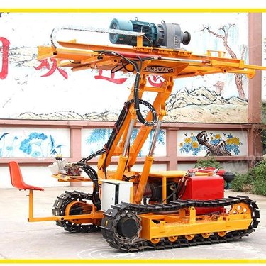恒旺履带岩石电钻 横向除尘护坡钻机厂家分体式履带潜孔钻车360度旋转钻孔机 全液压履带岩石电钻